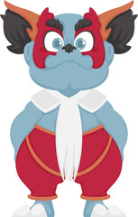 Cartoon funny and fabulous Chinese dragon warrior. Cartoon style