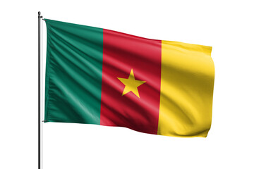 3d illustration flag of Cameroon. Cameroon flag waving isolated on white background with clipping path. flag frame with empty space for your text.