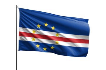 3d illustration flag of Cape Verde Islands. Cape Verde Islands flag waving isolated on white background with clipping path. flag frame with empty space for your text.