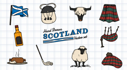 Hand Drawn Scotland Illustration Set