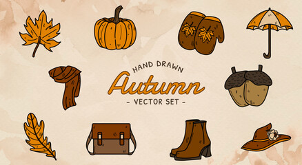 Hand Drawn Autumn Vector Set