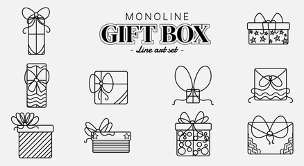 Monoline Gift Box Vector Set