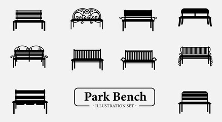 Park Bench Illustration Set