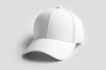 AI generated illustration of a white baseball cap isolated on gray background