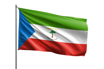 3d illustration flag of Equatorial Guinea. Equatorial Guinea flag waving isolated on white background with clipping path. flag frame with empty space for your text.