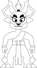 Mystical Shaolin warrior in the form of a Chinese dragon cartoon character. Coloring style