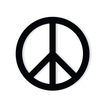 Black icon of the international symbol of peace, peace sign Pacific is on a white background. Emblem of the anti military movement, no war sign