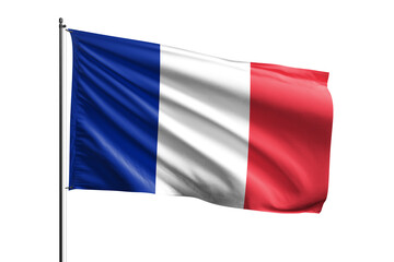 3d illustration flag of France. France flag waving isolated on white background with clipping path. flag frame with empty space for your text.