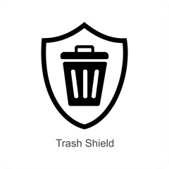 Trash Shield and protection icon concept