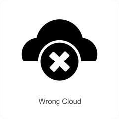 Obraz premium Wrong Cloud and error icon concept