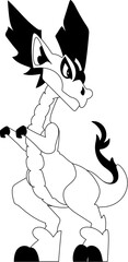 Cartoon funny and fabulous dragon dinosaur. Coloring style