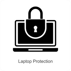Laptop Protection and security icon concept