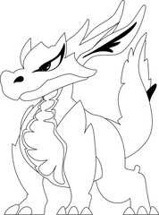 Cartoon funny and fabulous dragon dinosaur. Coloring style