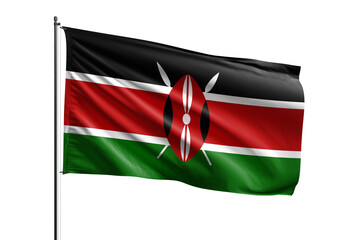 3d illustration flag of Kenya. Kenya flag waving isolated on white background with clipping path. flag frame with empty space for your text.