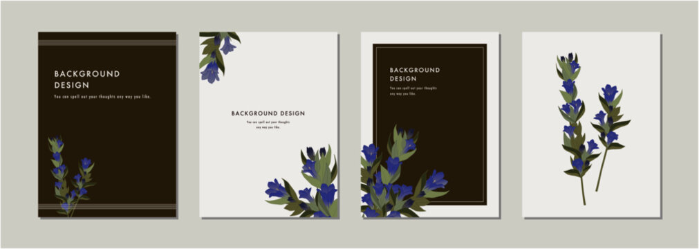 花　背景　テンプレート　フレーム　おしゃれ  洗練　Flower background design template　Stylish and sophisticated style　リンドウ