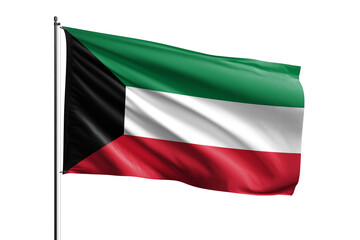 3d illustration flag of Kuwait. Kuwait flag waving isolated on white background with clipping path. flag frame with empty space for your text.