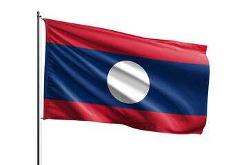 3d illustration flag of Laos. Laos flag waving isolated on white background with clipping path. flag frame with empty space for your text.