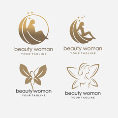 Set of elegant logos for beauty, fashion and hairstyle related businesses