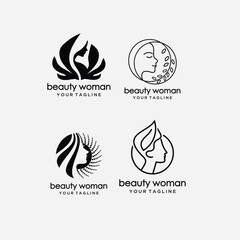 Set of elegant logos for beauty, fashion and hairstyle related businesses