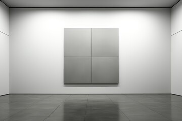An abstract background image featuring blank frames on a white wall in an empty room, providing ample space for customization and design. Photorealistic illustration