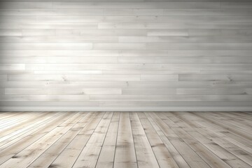 Fototapeta premium An abstract background image showcases the natural beauty of a wooden wall and floor, creating a warm and minimalist setting for creative content. Photorealistic illustration