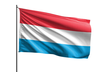 3d illustration flag of Luxembourg. Luxembourg flag waving isolated on white background with clipping path. flag frame with empty space for your text.