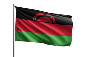 3d illustration flag of Malawi. Malawi flag waving isolated on white background with clipping path. flag frame with empty space for your text.