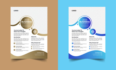 Creative professional corporate flyer design with colors variation.