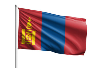 3d illustration flag of Mongolia. Mongolia flag waving isolated on white background with clipping path. flag frame with empty space for your text.