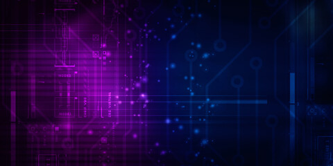 2d illustration Abstract futuristic electronic circuit technology background
