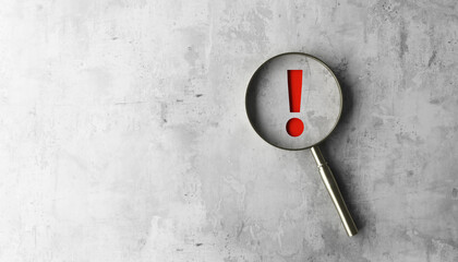 Concept background that found exclamation marks with magnifying glasses, 3d rendering