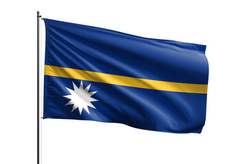 3d illustration flag of Nauru. Nauru flag waving isolated on white background with clipping path. flag frame with empty space for your text.