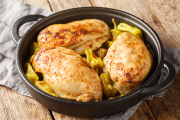 Tasty slow cooked Mississippi Chicken with ranch seasoning, dried au jus gravy mix and pepperoncini...