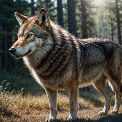 Naklejka na ściany i meble Beautiful Eyes: Ultra-Detailed Wolf in Cinematic Lighting