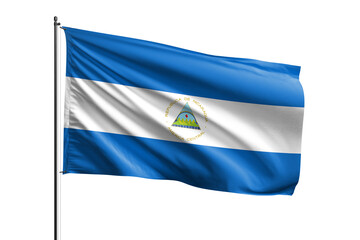 3d illustration flag of Nicaragua. Nicaragua flag waving isolated on white background with clipping path. flag frame with empty space for your text.
