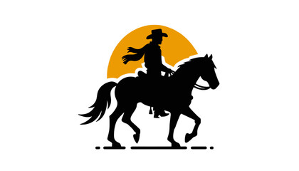 Obraz na płótnie Canvas cowboy on a horse silhouette rodeo western design vector illustration