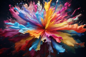 Cataclysmic Space colorful explosion. Powder color smoke. Generate Ai