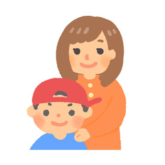 子どもとお母さんのイラスト