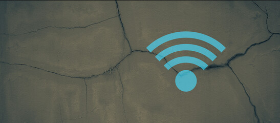 Wifi icon on old cement wall background	