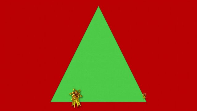 Filmato. Illustrazione 3D. Albero di Natale a comparsa su grafica a sfondo rosso con comparsa di spazio bianco e spazio per testo o logo personalizzato.