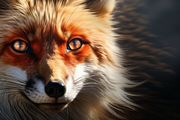 Captivating Fox closeup digital art. Head portrait. Generate Ai - obrazy, fototapety, plakaty