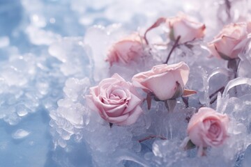 Enchanting Frozen ice flowers. Winter art. Generate Ai