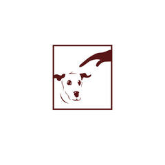 Concept logo with the theme of humans adopting dogs.