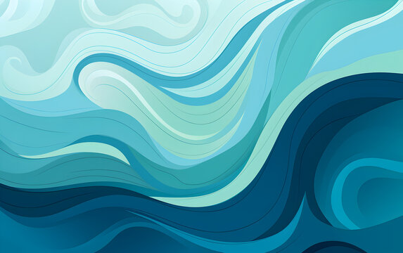 Swirl of oceanic blues, this abstract design captures the fluidity and depth of the sea's waves and currents. Wide background 16:10 ratio