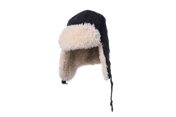 PNG,warm winter black hat, isolated on white background