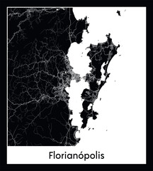 Minimal city map of Florianopolis (Brazil South America)