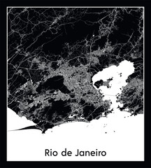 Minimal city map of Rio de Janeiro (Brazil South America)