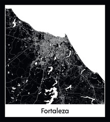 Minimal city map of Fortaleza (Brazil South America)