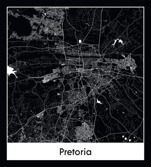 Minimal city map of Pretoria (South Africa Africa)