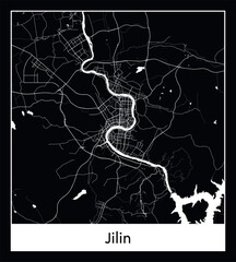 Minimal city map of Jilin (China Asia)